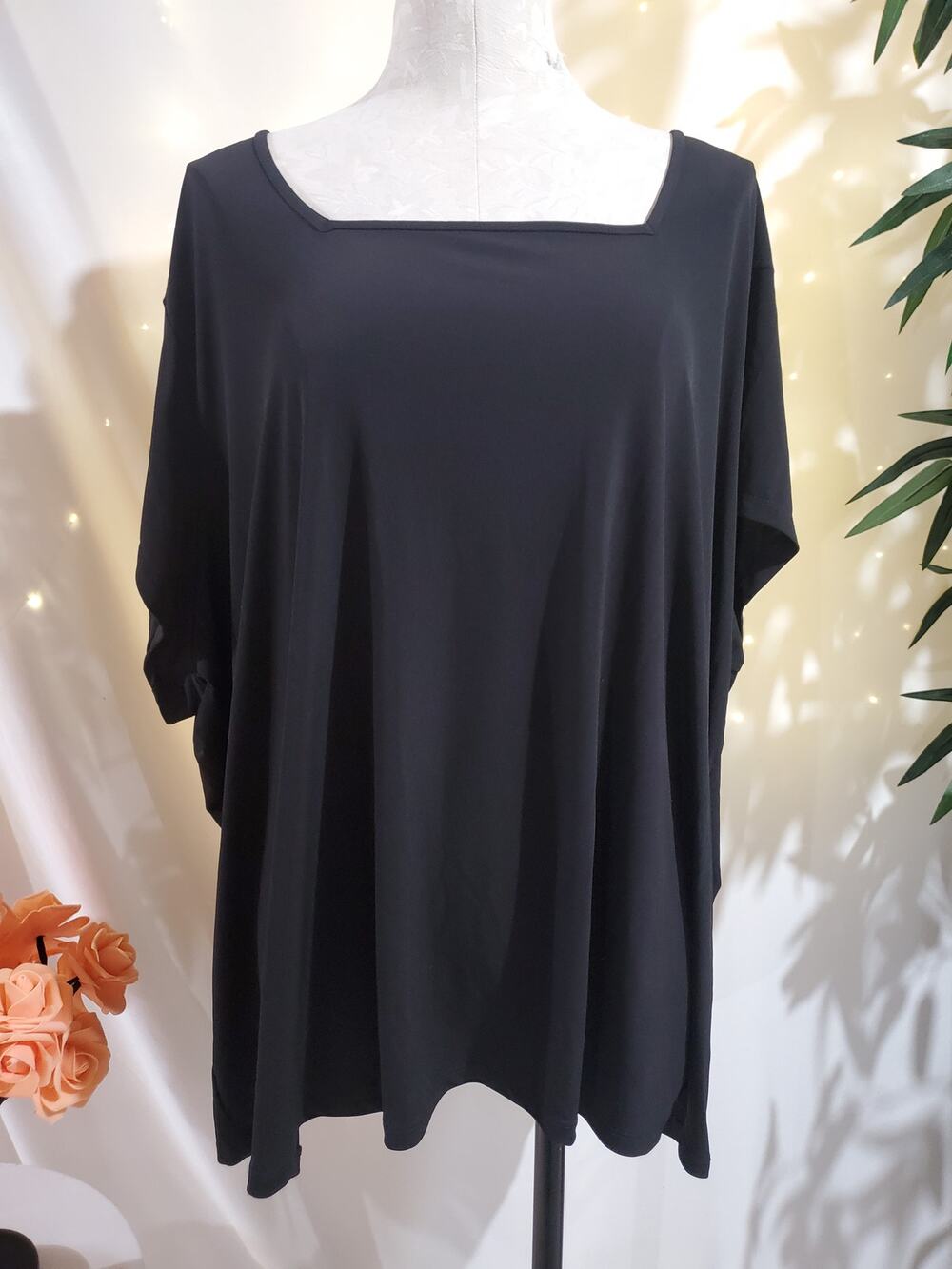Susan Graver Modern Essentials Liquid Knit Square Neck Top Womens Plus Size 5X